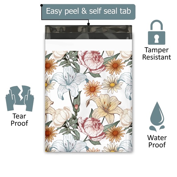 Vintage Floral Poly Mailer’s 10x13 Pack of 25 - Picture 4 of 14